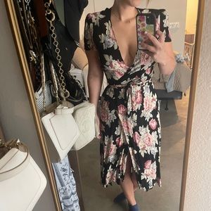 Reformation floral wrap dress